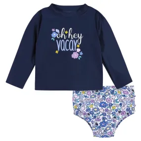 2-Piece Baby & Toddler Girls UPF 50  Vacation Vibes Rash Guard & Swim Bottoms Set