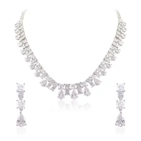 21 Nicole Jewellery Rhodium Plated Cubic Zirconia Necklace Set  - NL257