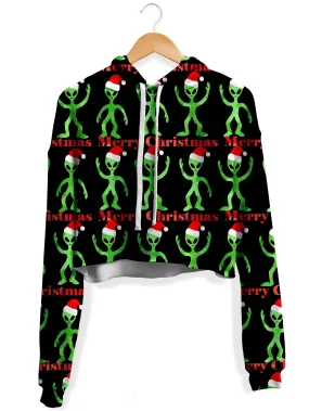 Alien Christmas Fleece Crop Hoodie