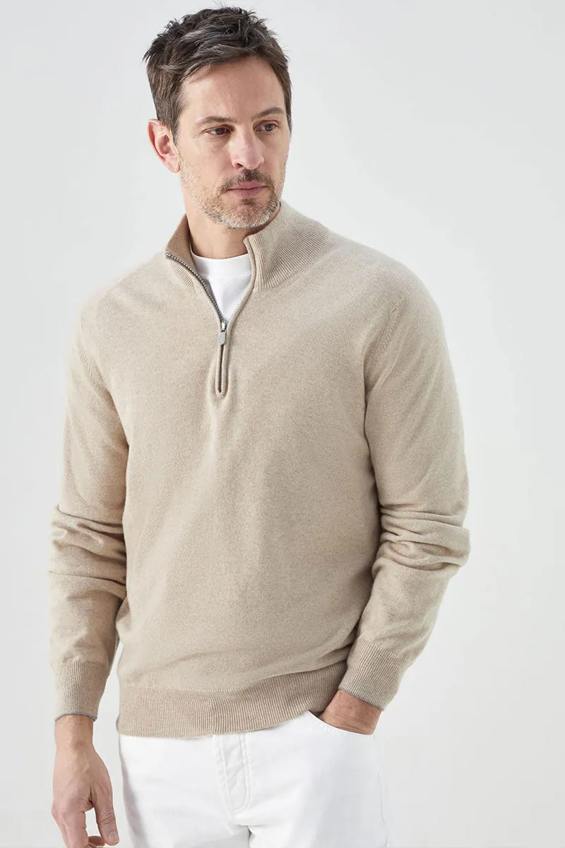 Cashmere Half-Zip Turtleneck Sweater