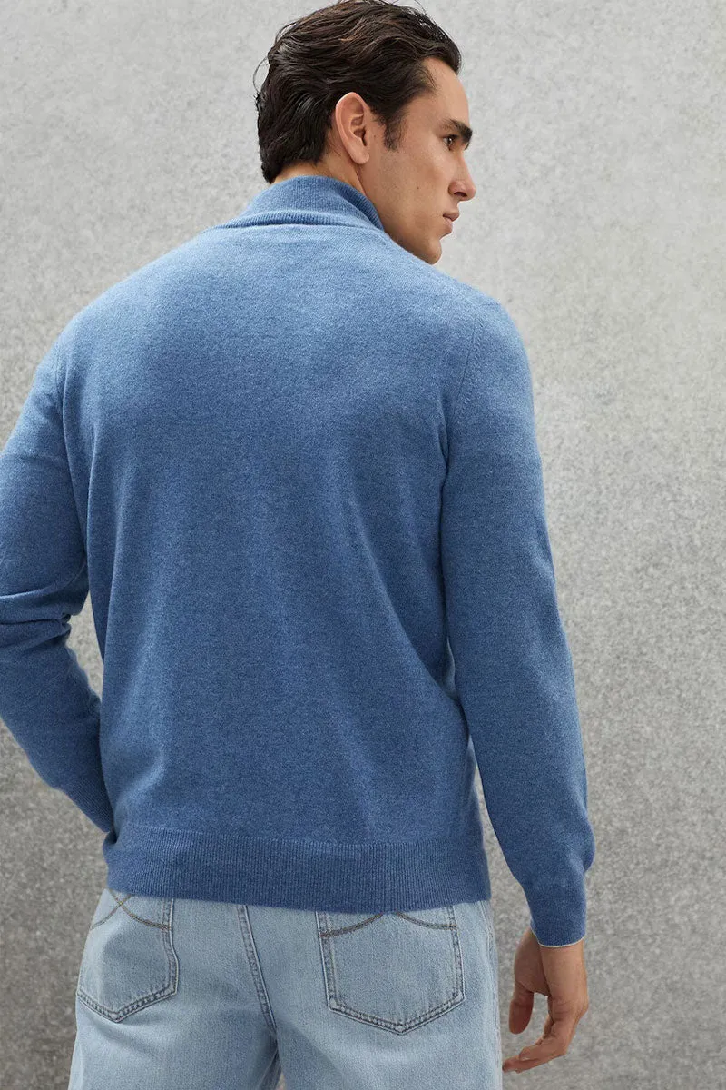 Cashmere Half-Zip Turtleneck Sweater