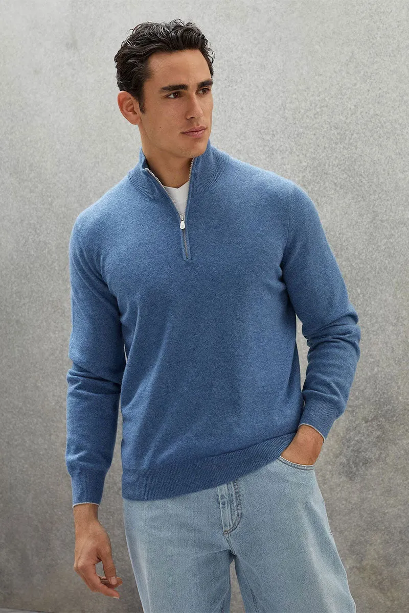 Cashmere Half-Zip Turtleneck Sweater