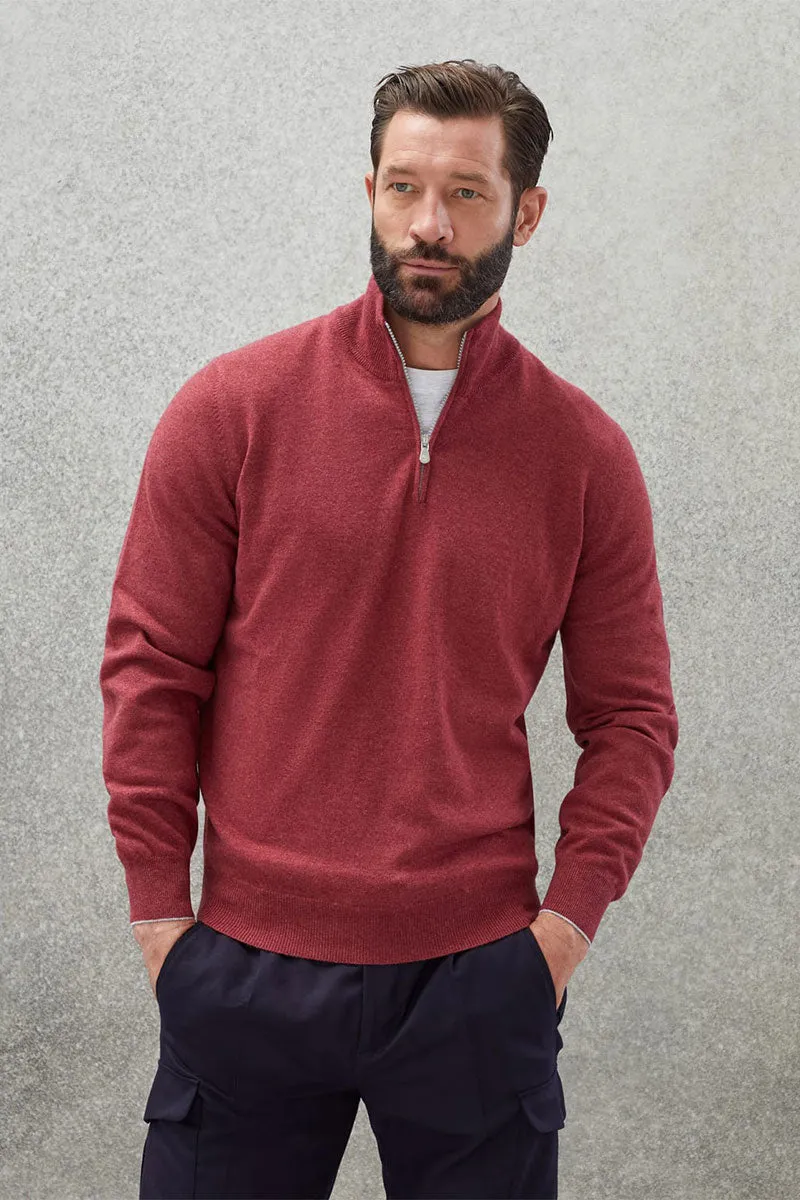 Cashmere Half-Zip Turtleneck Sweater