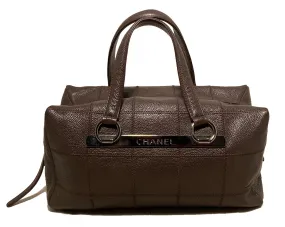 Chanel Brown Square Stitch Bowler Bag