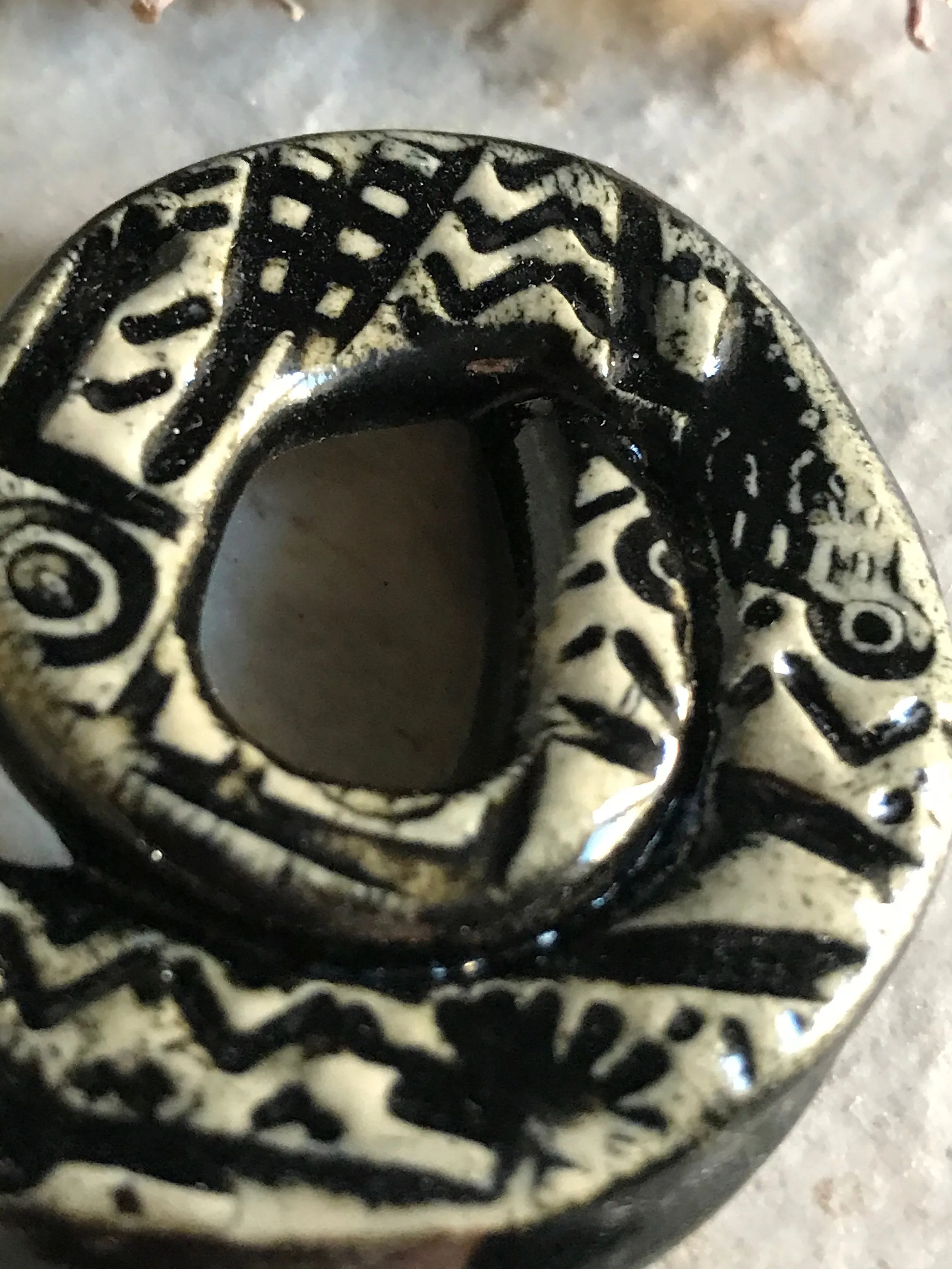 Charcoal Spiral Ceramic Focal Pendant Bead for Jewelry Making