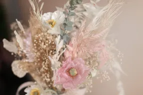 Colourful Dried & Artificial Flowers Bridal Bouquet - Sandy Cream & Pink