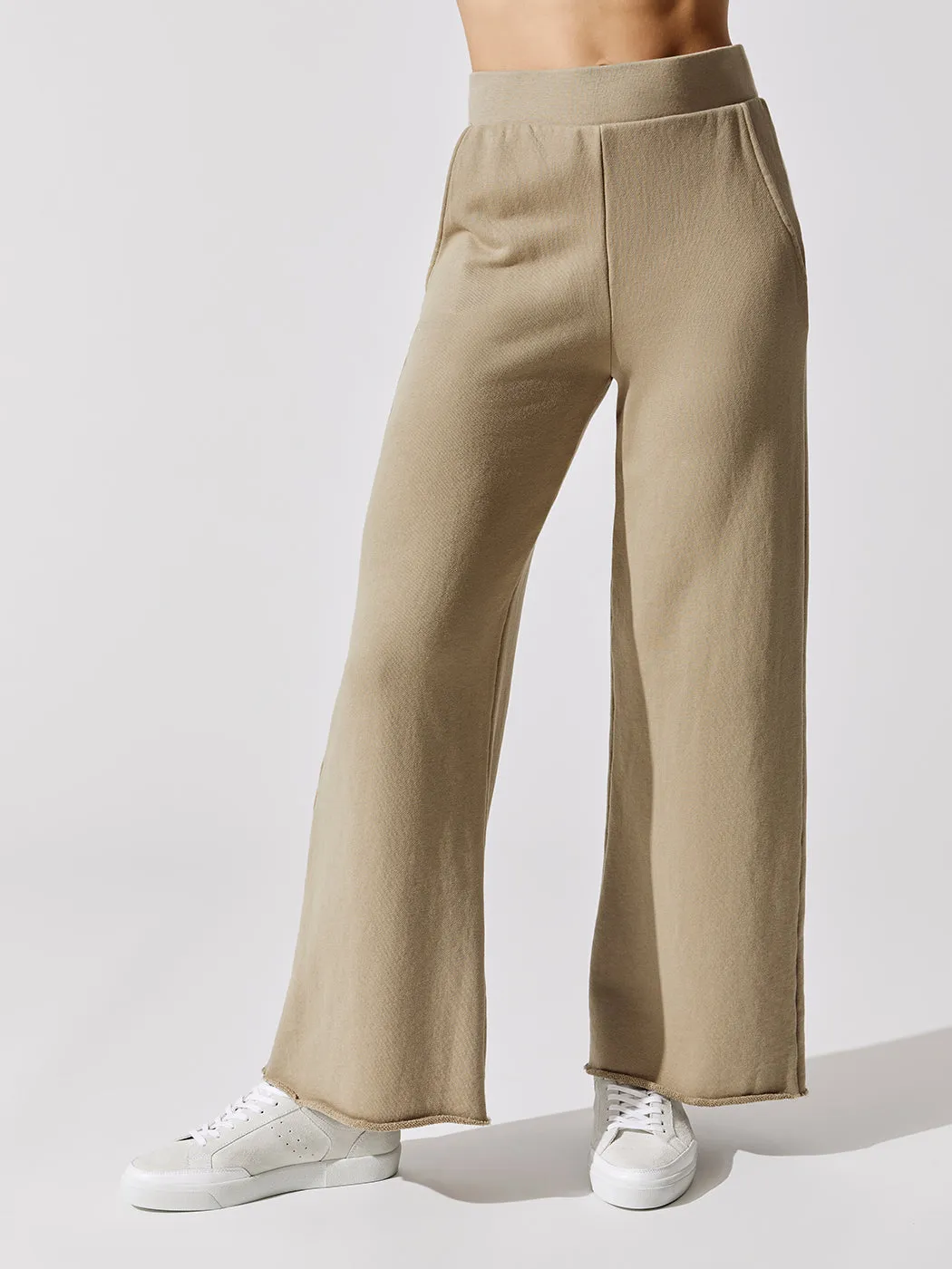 Delilah High Waisted Flared Leg Sweatpants - Taupe