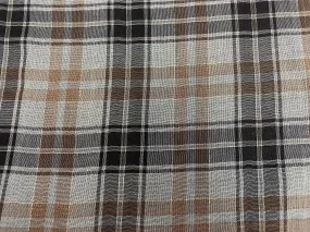 Double Layer Cotton Voile - Plaid - Grey, Brown, Yellow