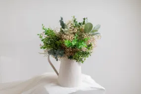 Dried & Artificial Flowers Bridal Bouquet - Forest Green & Cream No. 2