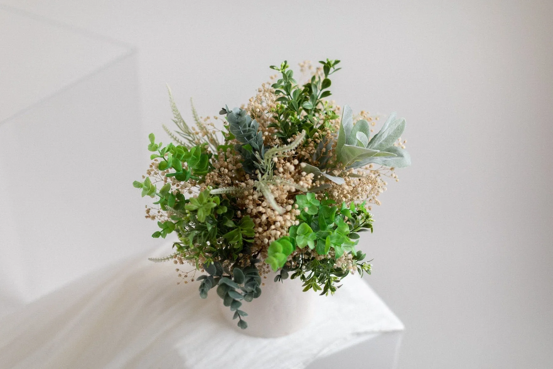 Dried & Artificial Flowers Bridal Bouquet - Forest Green & Cream No. 2