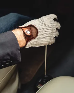 HERITAGE - Fingerless Stringback Driving Gloves - Cognac