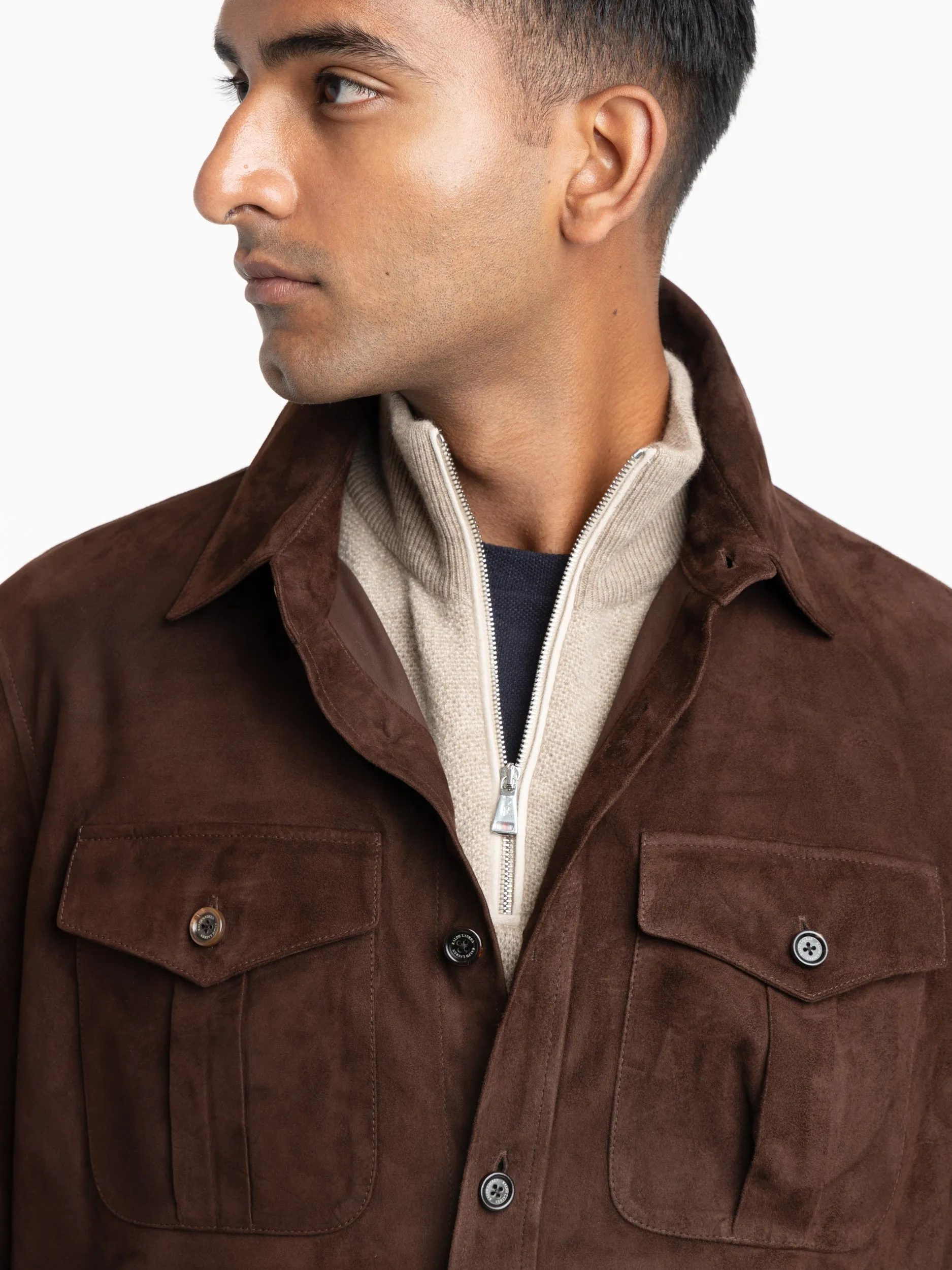 Luggage Brown Suede Overshirt