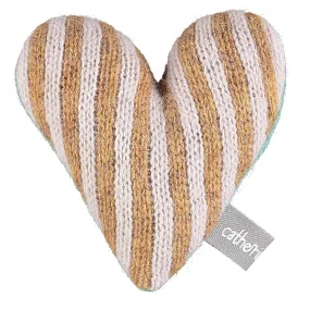 Mini Knitted Gold & Light Pink Stripy Heart With Lavender