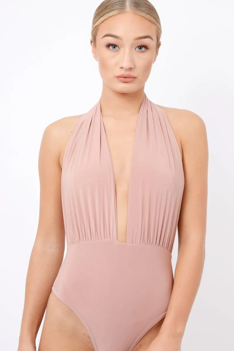 Nude Plunge Halterneck Bodysuit - Lona