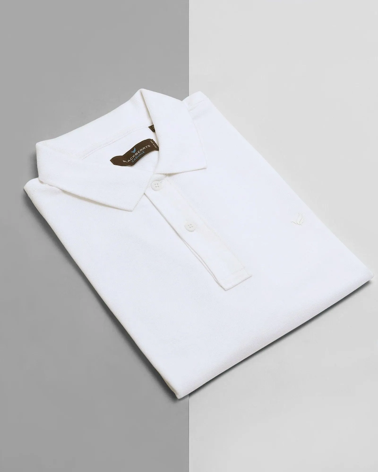 Polo White Solid T-Shirt - Bright