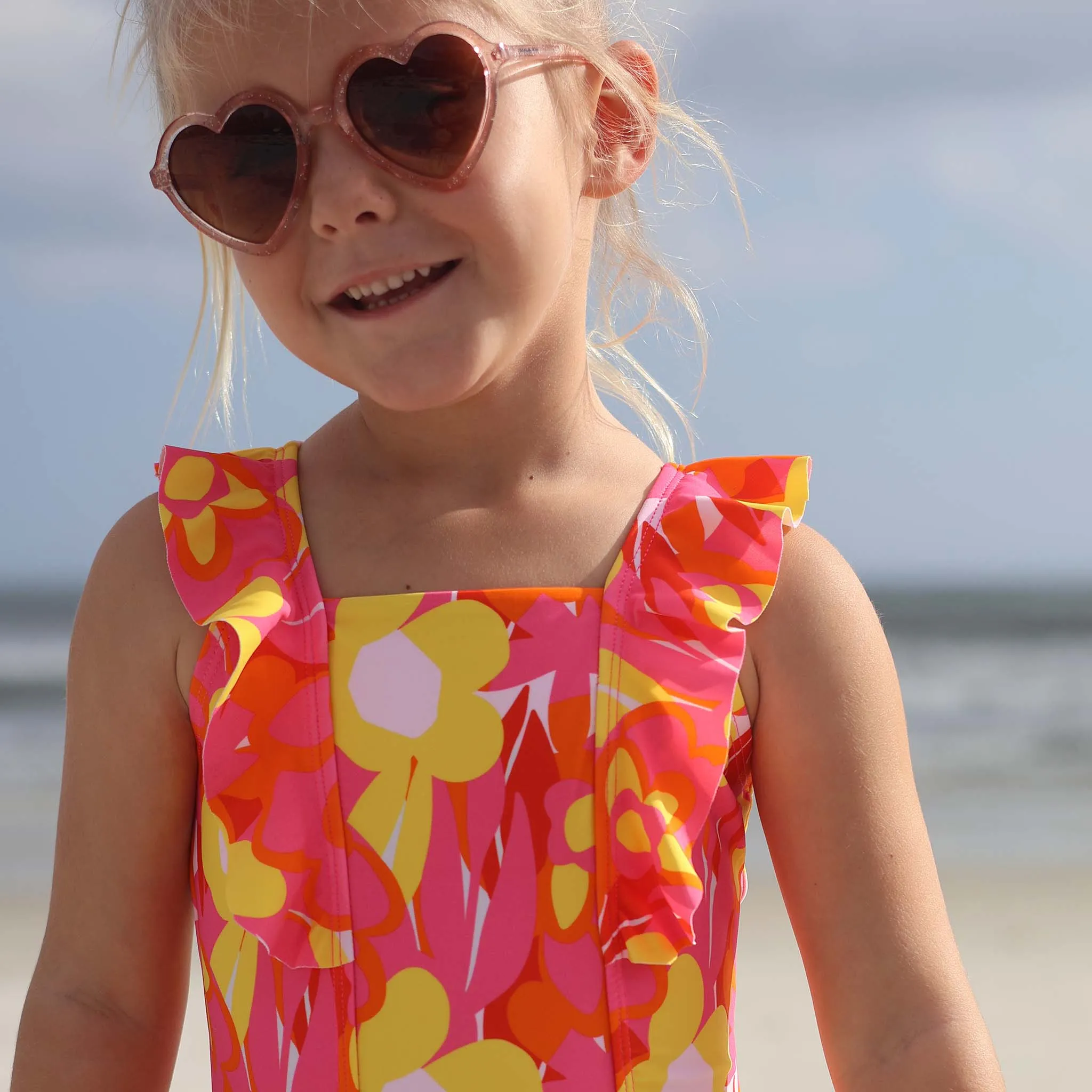 Pop of Sunshine Ruffle Shoulder Swimsuit