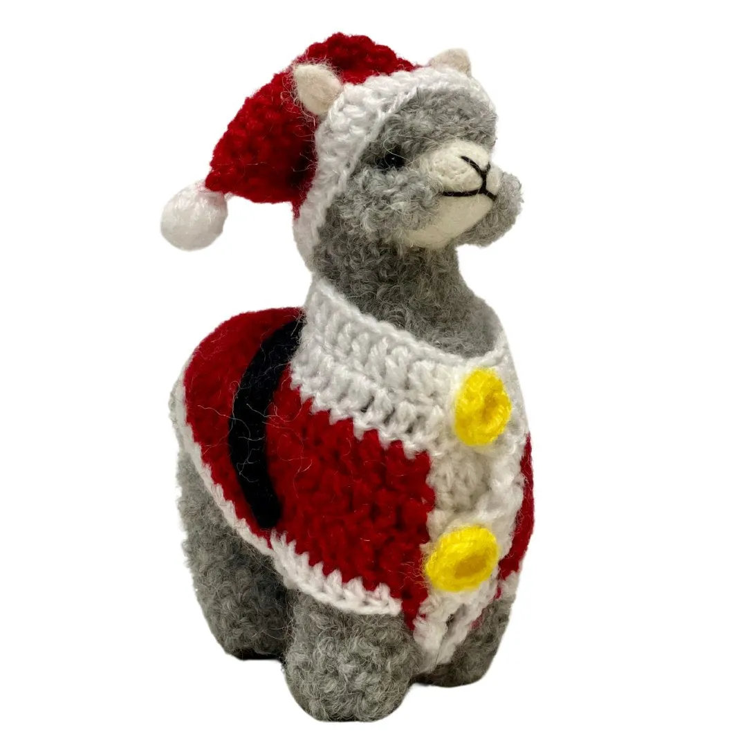 Santa Alpaca Ornament