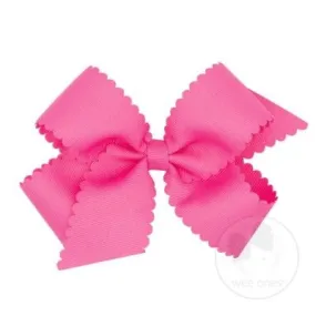 Shocking pink scallop edge grosgrain bow(HPK)