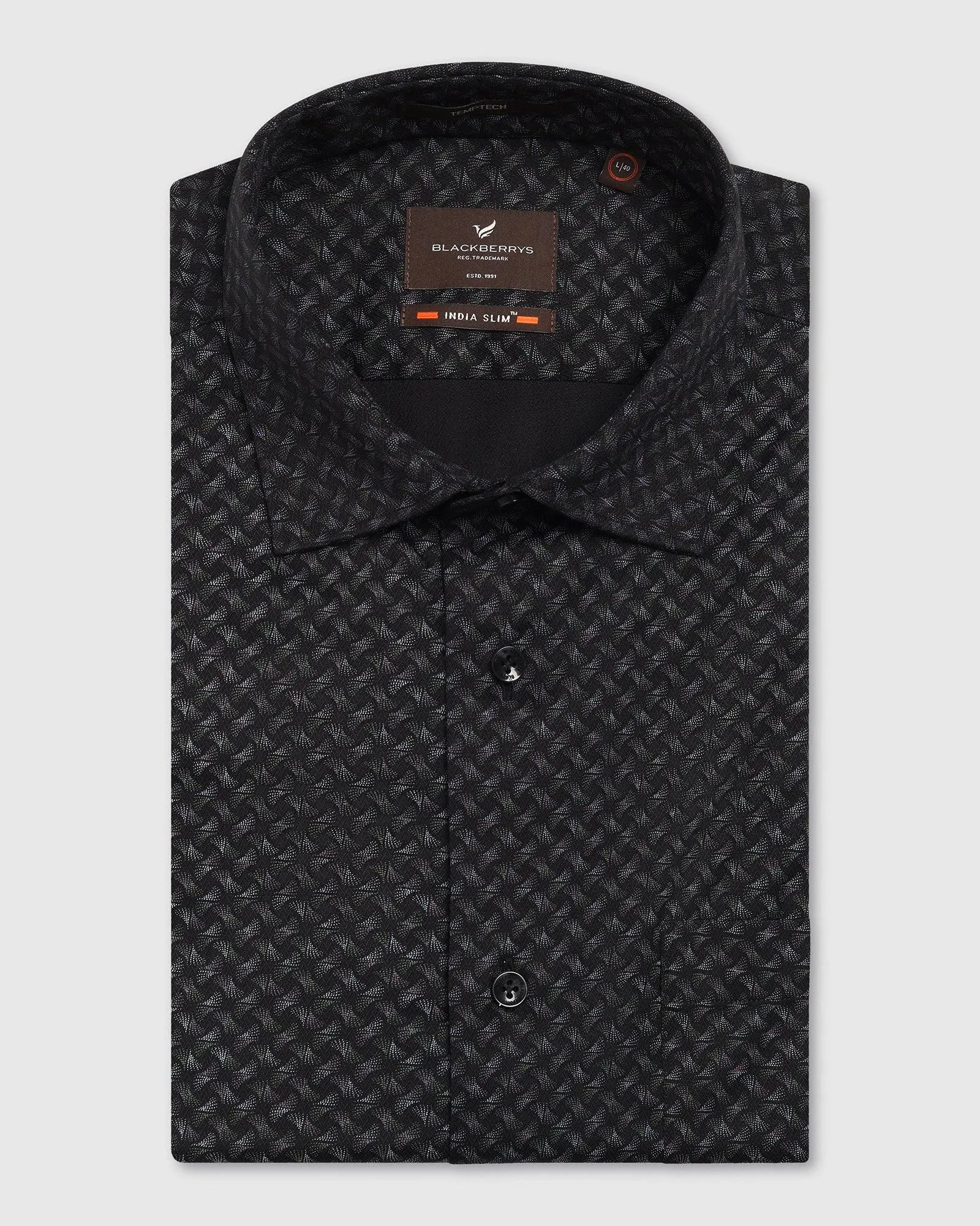 Temp Tech Formal Black Printed Shirt - Mateo